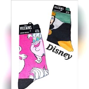 🌟 NWT DISNEY Villains Socks - 2 Pair - Women's Size 9-13 🌟